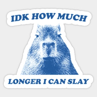 Idk How Much Longer I Can Slay Capybara Sarcastic Dank Meme T Shirt Vintage Retro Cartoon Sticker